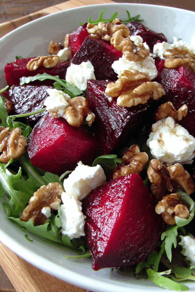 Warm Roasted Beet and Goat Cheese Salad with Walnuts
