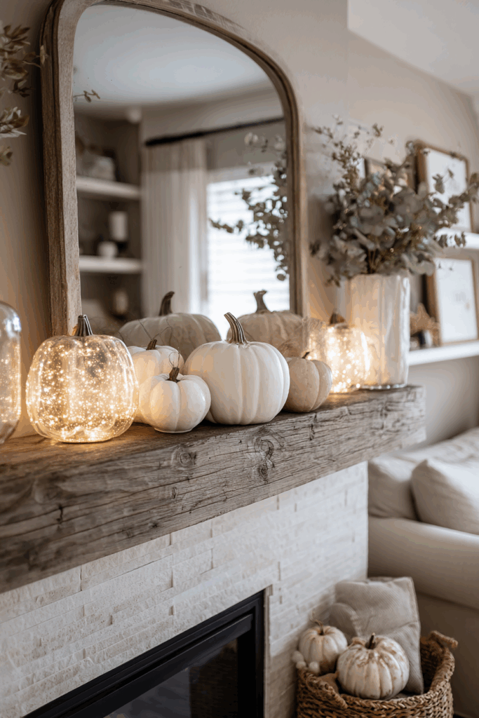 Neutral glass pumpkin decoration idea