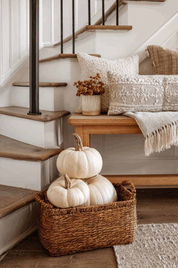 Pumpkin Stacks with Neutral Pillows