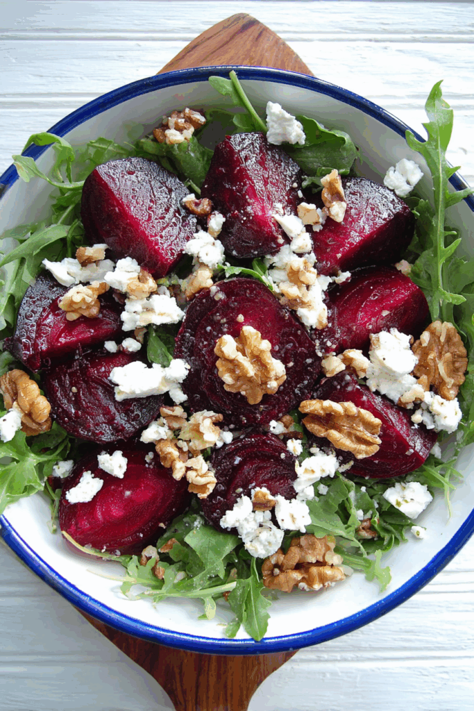 Warm Roasted Beet and Goat Cheese Salad with Walnuts