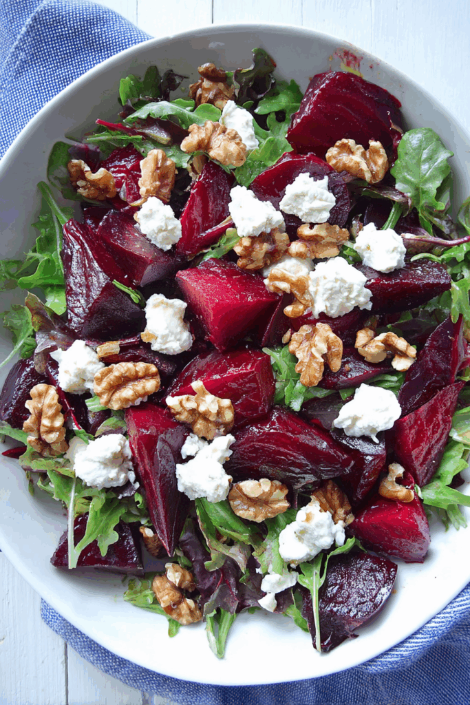 Warm Roasted Beet and Goat Cheese Salad with Walnuts