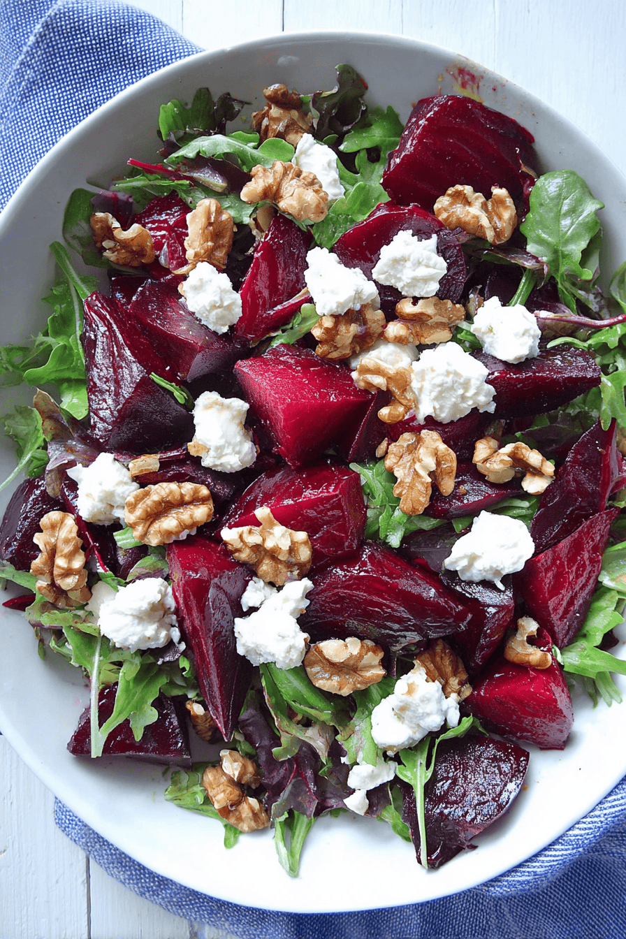 Warm Roasted Beet & Goat Cheese Salad with Walnuts