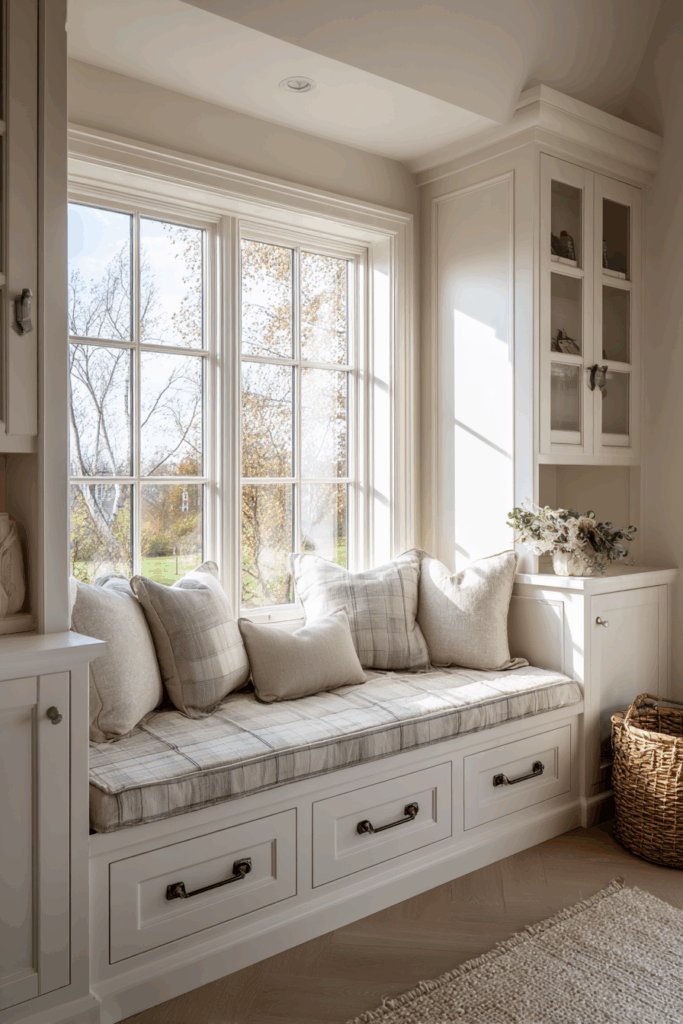 window seat with hidden storage drawers
