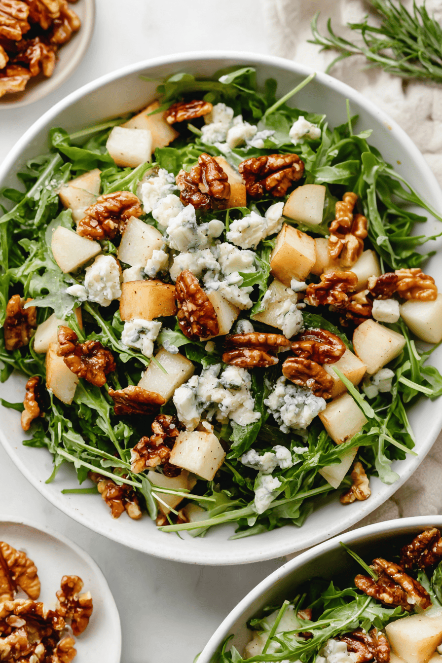 Pear & Gorgonzola Salad with Candied Pecans and Arugula