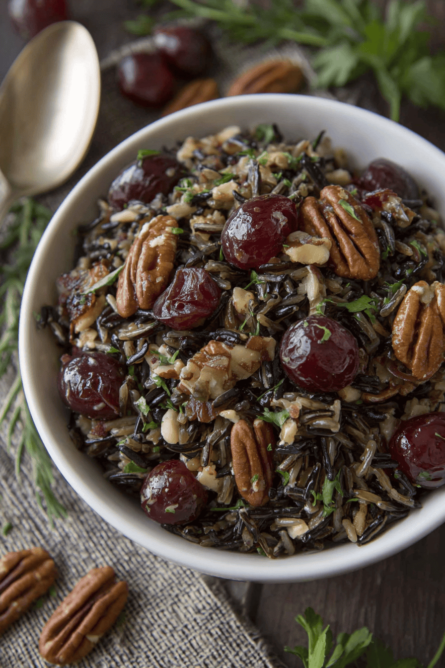 Wild Rice Salad with Roasted Grapes & Pecans
