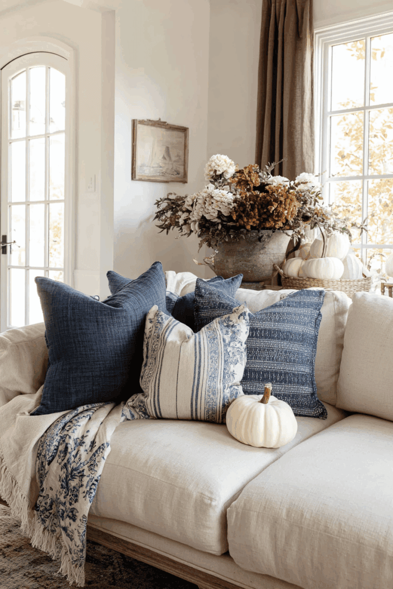 35 Cozy Blue Fall Decor Ideas You’ll Absolutely Love - Maison Muse Living