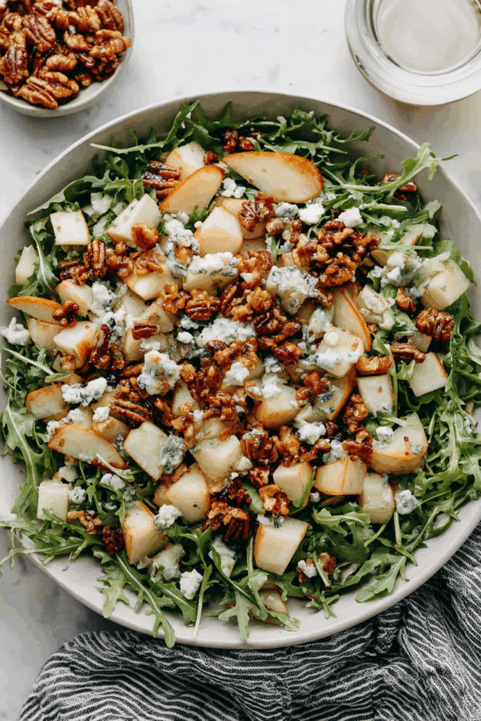 Pear & Gorgonzola Salad with Candied Pecans & Arugula