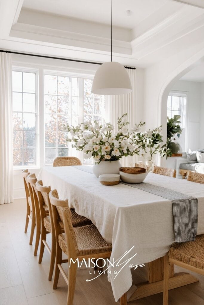 dining space with extending oak dining table