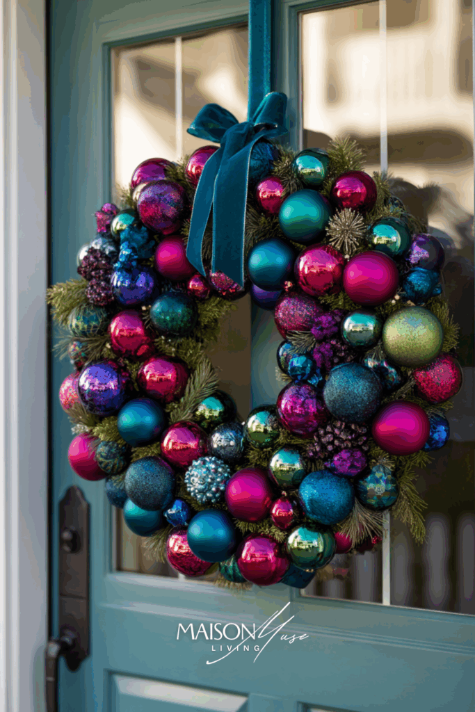 Jewel Tone Ornament Cluster Christmas Wreath