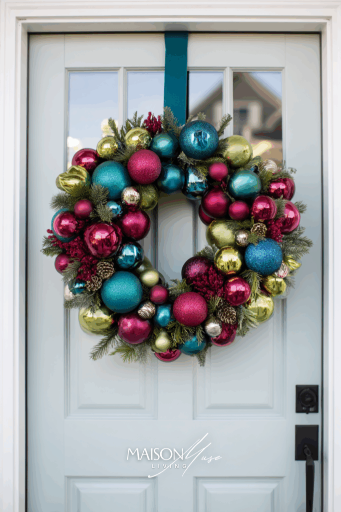 Jewel Tone Ornament Cluster Christmas Wreath