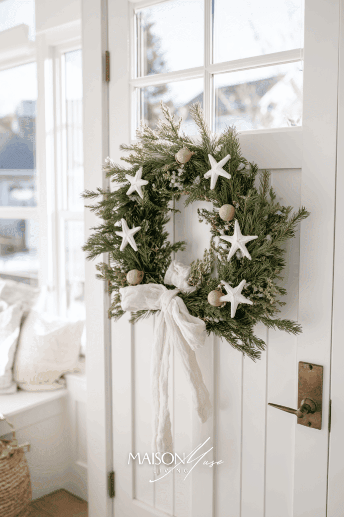 Scandinavian White And Soft Sage Christmas Wreath