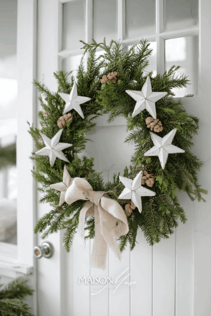 Scandinavian White And Soft Sage Christmas Wreath