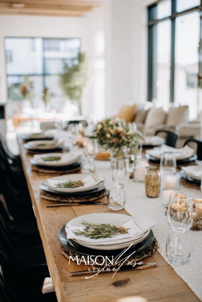 close up of themed dinner party place setting inspired by film night