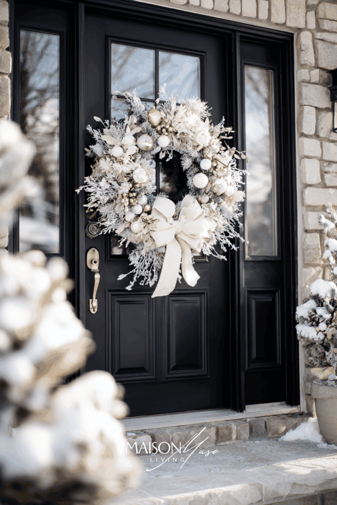All White Monochrome Christmas Wreath