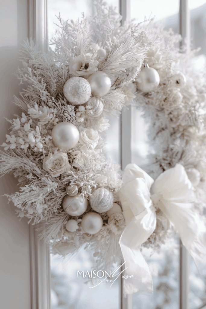 All White Monochrome Christmas Wreath