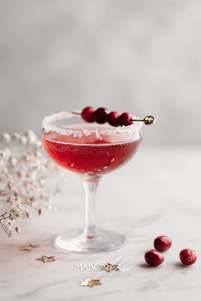 cranberry citrus fizz with sugar rim