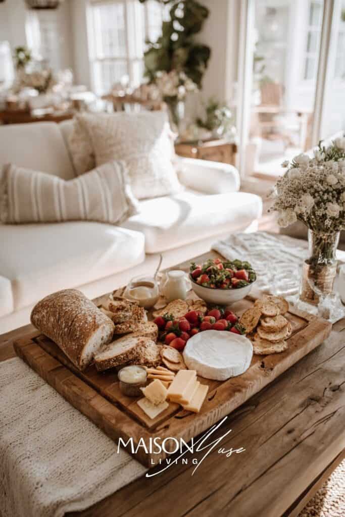 close up of indoor picnic dinner setting