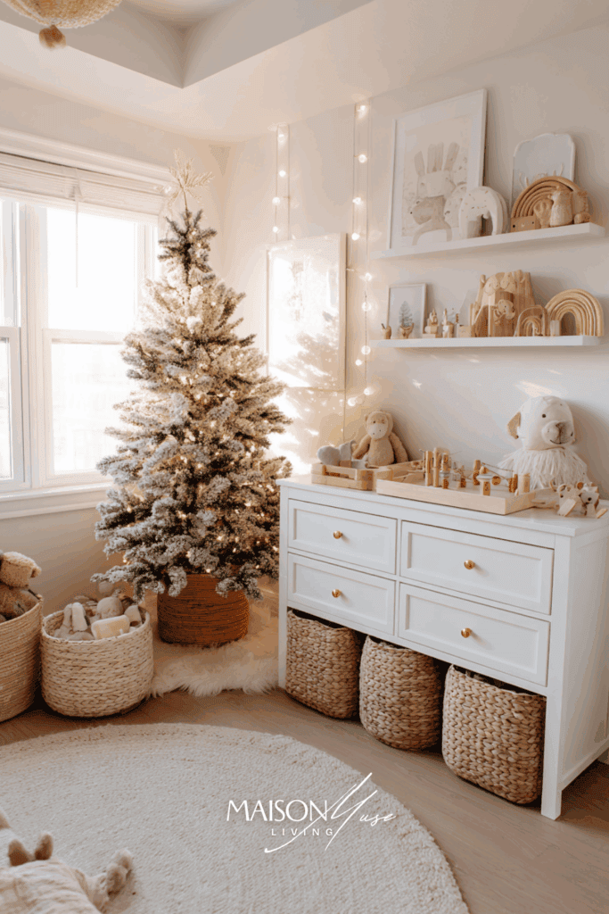 small kids Christmas corner in apartment