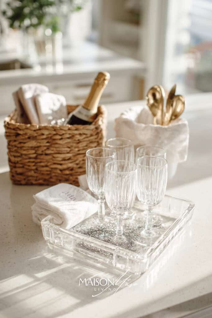 leftover glasses from the evening before