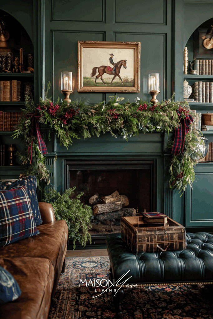 old money Christmas mantel