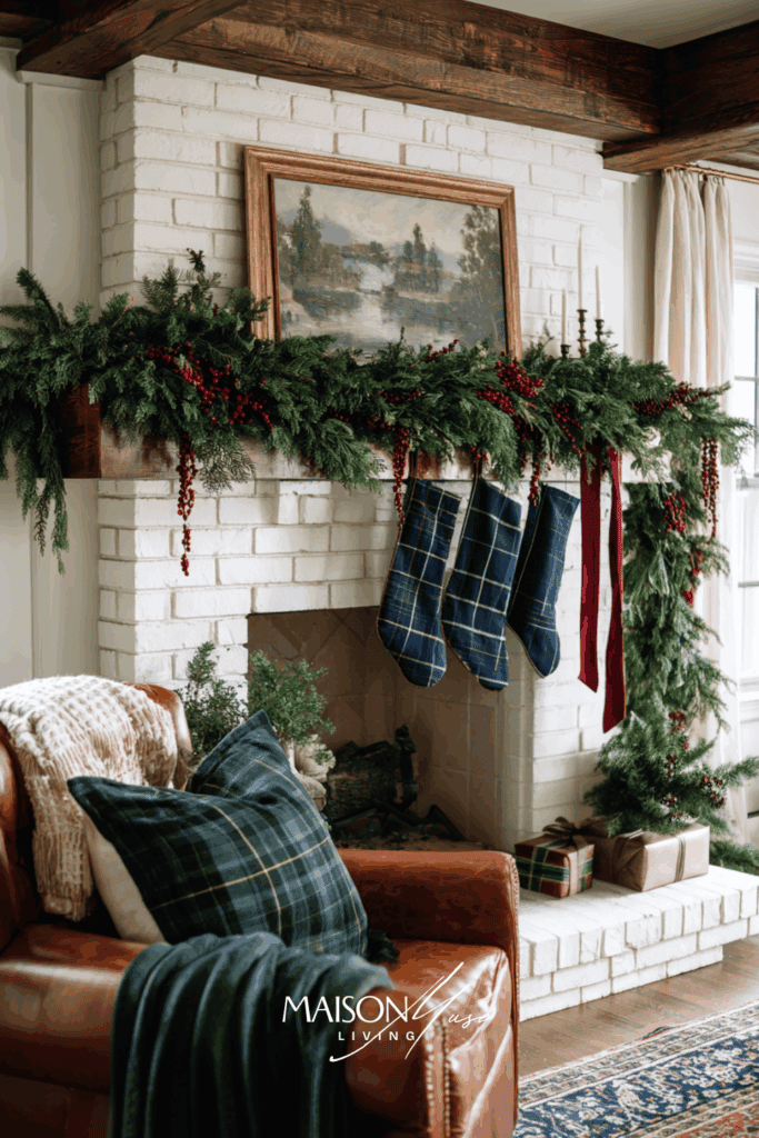old money Christmas mantel