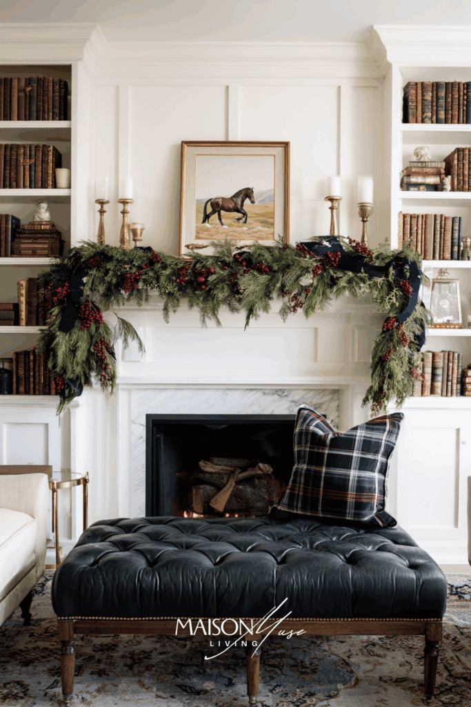 old money Christmas mantel