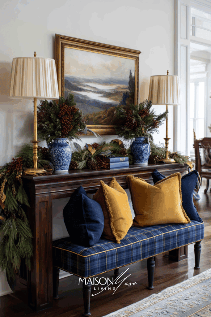 old money Christmas mantel