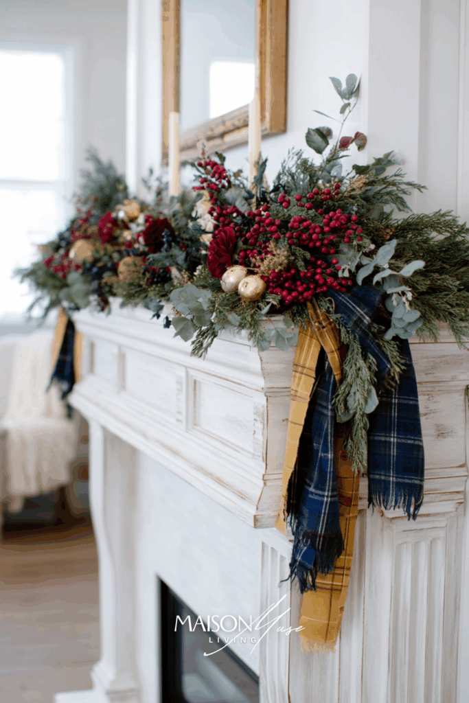 old money Christmas mantel