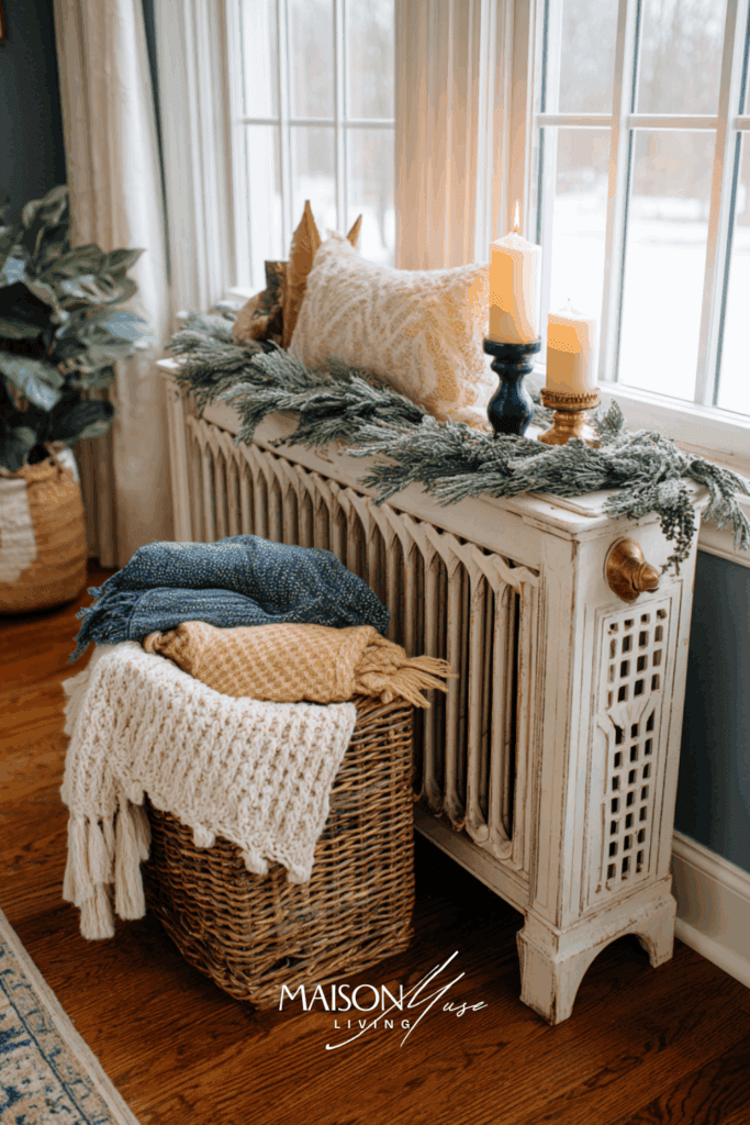 radiator cover acting as mantel