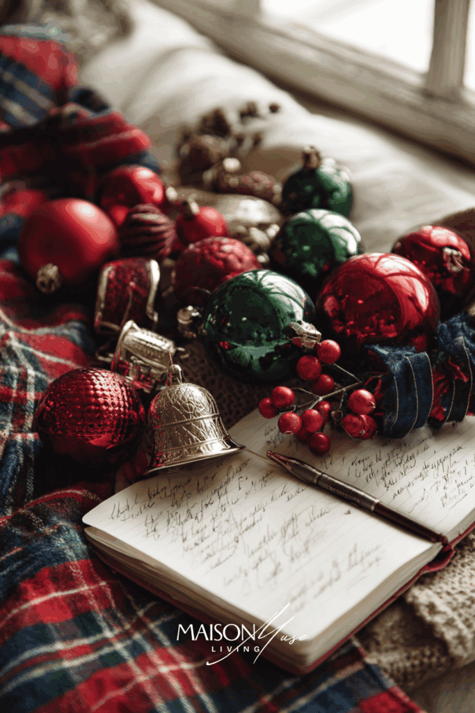 flatlay of Christmas mantel planning