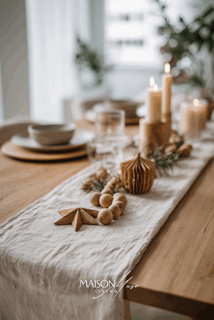 dining table with sustainable Christmas details