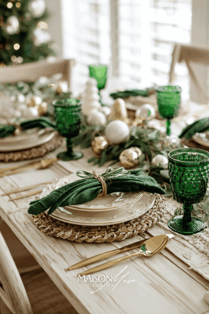 jewel tone Christmas tablescape