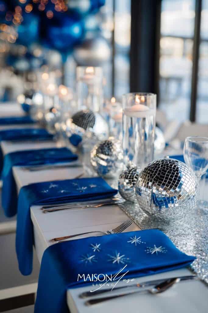 Cobalt, silver and icy shimmer new year's eve color palette